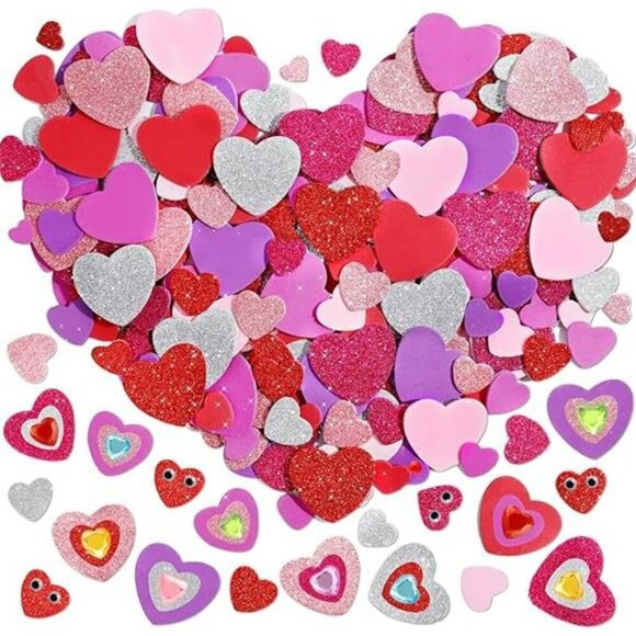 864 Pcs Valentines Stickers Foam Heart Stickers Self Adhesive Glitter Heart Shap - Picture 8 of 8